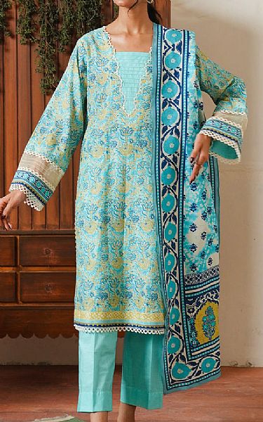 Zellbury Aqua Cambric Suit | Pakistani Lawn Dress in USA- Image 1