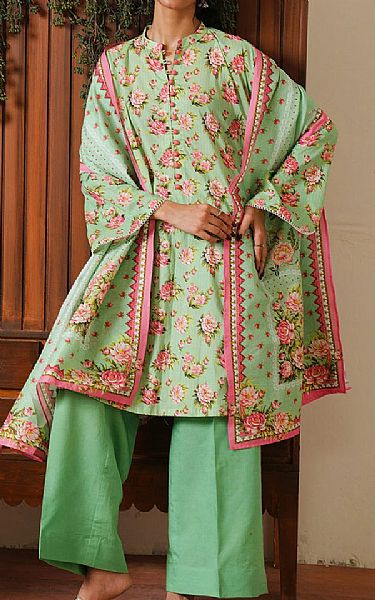 Zellbury Light Green Cambric Suit | Pakistani Lawn Dress in USA- Image 1