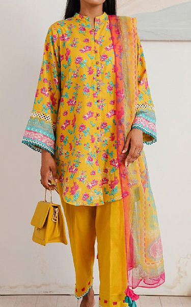 Zellbury Mustard Cambric Suit | Pakistani Lawn Dress in USA- Image 1