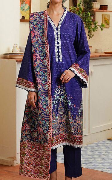 Zellbury Blueberry Cambric Suit | Pakistani Lawn Dress in USA- Image 1