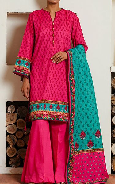 Zellbury Cerise Pink Cambric Suit | Pakistani Lawn Dress in USA- Image 1