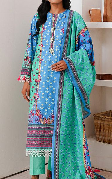 Zellbury Blue/Green Cambric Suit | Pakistani Lawn Dress in USA- Image 1