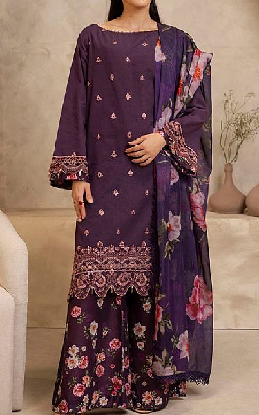Zellbury Plum Purple Cambric Suit | Pakistani Lawn Dress in USA- Image 1