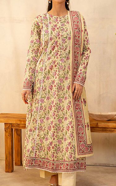 Zellbury Cream Lawn Suit (2 pcs) | Pakistani Lawn Dress in USA- Image 1