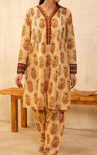 Zellbury Sand Gold Lawn Suit (2 pcs) | Pakistani Lawn Dress in USA- Image 1