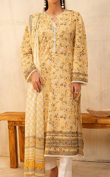 Zellbury Sand Gold Lawn Suit (2 pcs) | Pakistani Lawn Dress in USA- Image 1