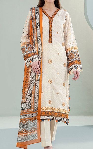 Zellbury Off White Lawn Suit (2 pcs) | Pakistani Lawn Dress in USA- Image 1