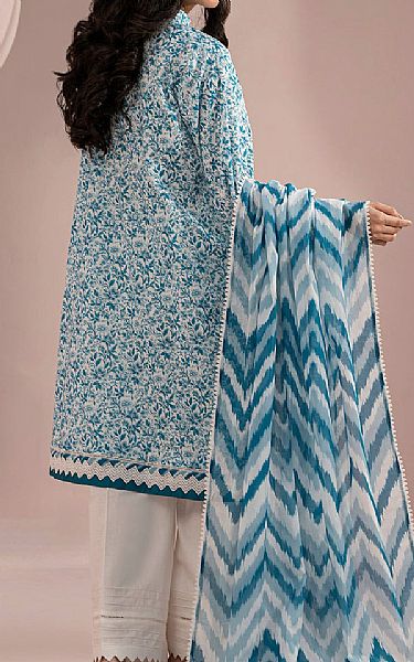Zellbury Off White/Teal Blue Lawn Suit (2 pcs) | Pakistani Lawn Dress in USA- Image 2