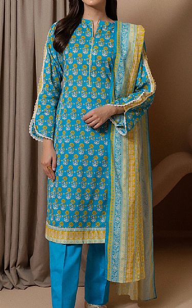 Zellbury Turquoise Lawn Suit | Pakistani Lawn Dress in USA- Image 1