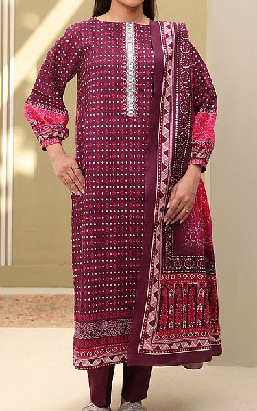 Zellbury Wine Slub Lawn Suit | Pakistani Lawn Dress in USA- Image 1