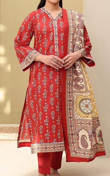 Zellbury Pastel Red Lawn Suit | Pakistani Lawn Dress in USA- Image 1