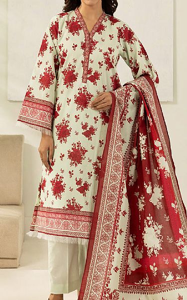 Zellbury Green Mist/Brick Red Lawn Suit | Pakistani Lawn Dress in USA- Image 1