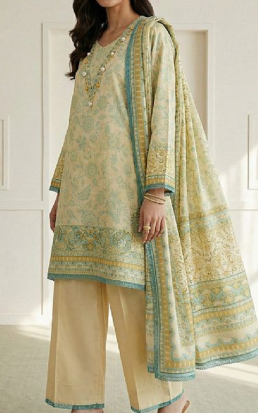 Zellbury Cream Lawn Suit | Pakistani Lawn Dress in USA- Image 1