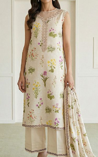 Zellbury Off White Lawn Suit | Pakistani Lawn Dress in USA- Image 1