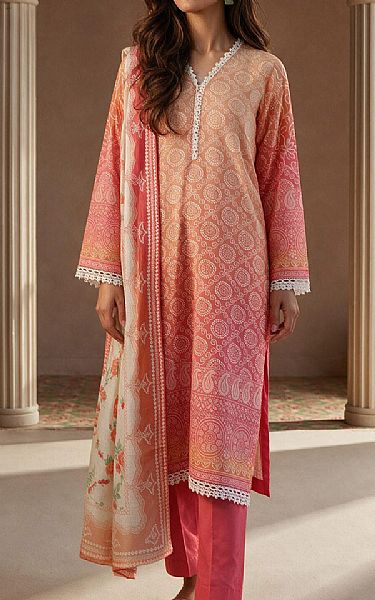 Zellbury Peach/Pink Lawn Suit | Pakistani Lawn Dress in USA- Image 1