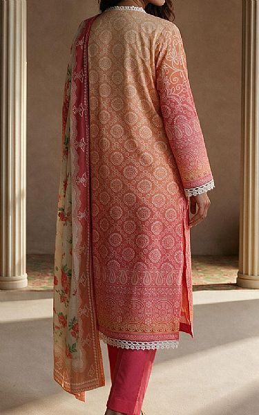 Zellbury Peach/Pink Lawn Suit | Pakistani Lawn Dress in USA- Image 2