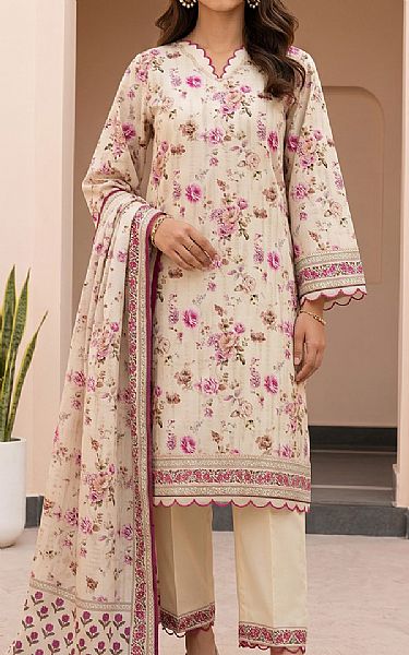 Zellbury Ivory Brown Lawn Suit | Pakistani Lawn Dress in USA- Image 1