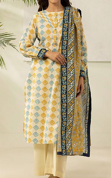 Zellbury Off White Lawn Suit (2 pcs) | Pakistani Lawn Dress in USA- Image 1