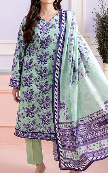 Zellbury Mint Green/Purple Lawn Suit | Pakistani Lawn Dress in USA- Image 1