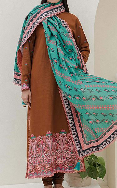 Zellbury Brown Khaddar Suit | Pakistani Winter Dresses in USA- Image 1