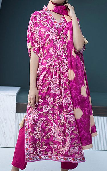 Zellbury Raspberry Khaddar Suit | Pakistani Winter Dresses in USA- Image 1