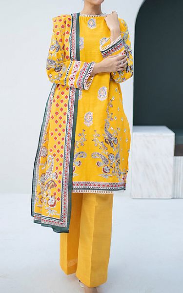Zellbury Golden Yellow Khaddar Suit (2 Pcs) | Pakistani Winter Dresses in USA- Image 1