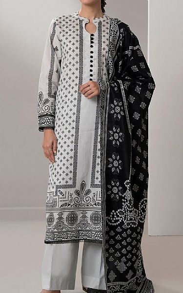 Zellbury Off White/Black Lawn Suit | Pakistani Lawn Dress in USA- Image 1