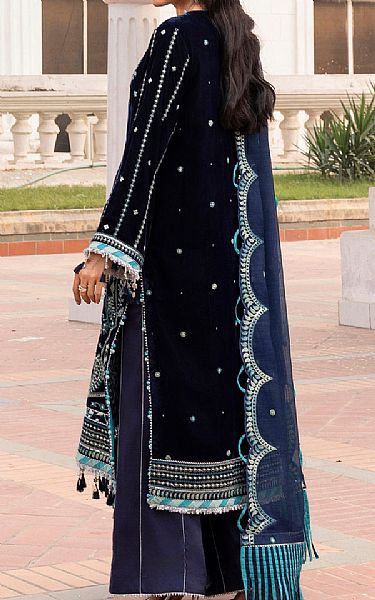 Zellbury Navy Blue Velvet Suit | Pakistani Winter Dresses in USA- Image 2