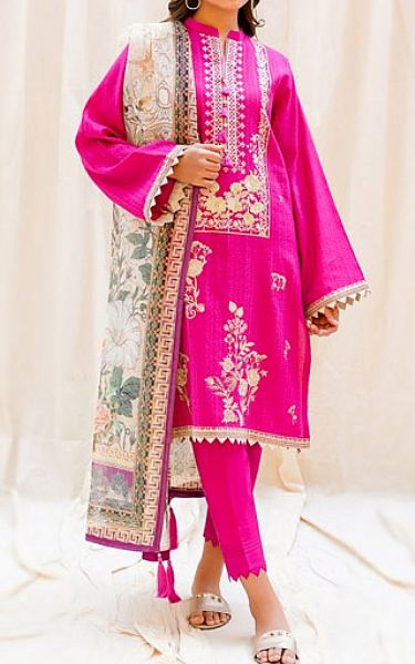 Zellbury Hot Pink Jacquard Suit (2 Pcs) | Pakistani Winter Dresses- Image 1