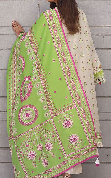Zellbury White/Green Cambric Suit (2 Pcs) | Pakistani Winter Dresses in USA- Image 2