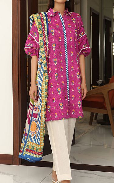 Zellbury Magenta Cambric Suit (2 Pcs) | Pakistani Winter Dresses in USA- Image 1