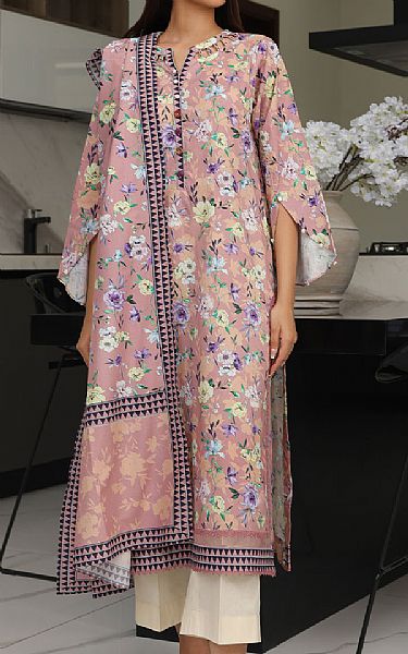 Zellbury Tea Pink Cambric Suit (2 Pcs) | Pakistani Winter Dresses in USA- Image 1