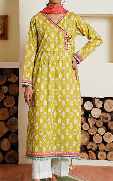 Zellbury Lime Cambric Suit (2 Pcs) | Pakistani Winter Dresses in USA- Image 1