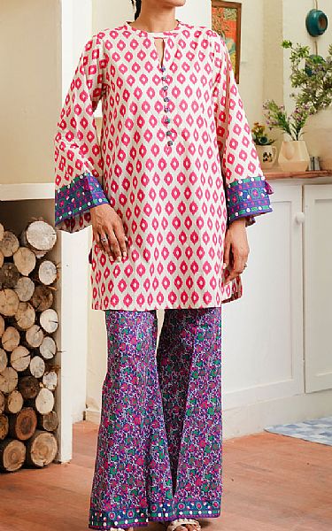 Zellbury White/Purple Cambric Suit (2 Pcs) | Pakistani Winter Dresses in USA- Image 1
