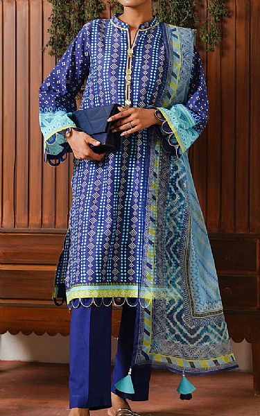 Zellbury Royal Blue Cambric Suit | Pakistani Winter Dresses in USA- Image 1