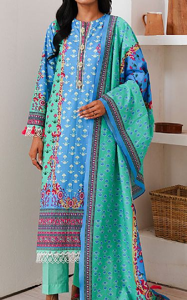 Zellbury Cyan/Aqua Cambric Suit | Pakistani Winter Dresses in USA- Image 1