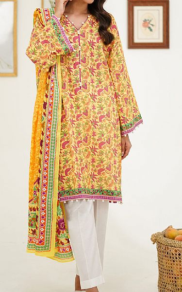 Zellbury Sand Gold Lawn Suit (2 Pcs) | Pakistani Lawn Dress in USA- Image 1