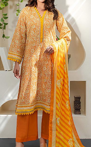 Zellbury Orange Lawn Suit | Pakistani Lawn Dress in USA- Image 1