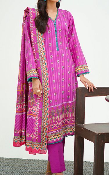 Zellbury Shocking Pink Lawn Suit | Pakistani Lawn Dress in USA- Image 1