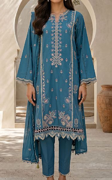 Zellbury Denim Blue Lawn Suit | Pakistani Lawn Dress in USA- Image 1