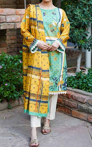 Zellbury Pastel Green Khaddar Suit (2 Pcs) | Pakistani Winter Dresses- Image 1