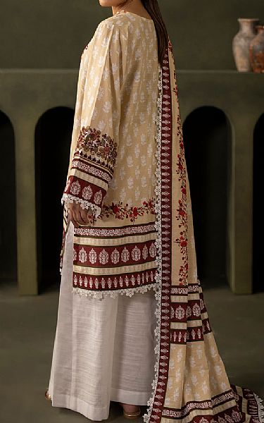 Zellbury Ivory/Maroon Khaddar Suit (2 Pcs) | Pakistani Winter Dresses in USA- Image 2