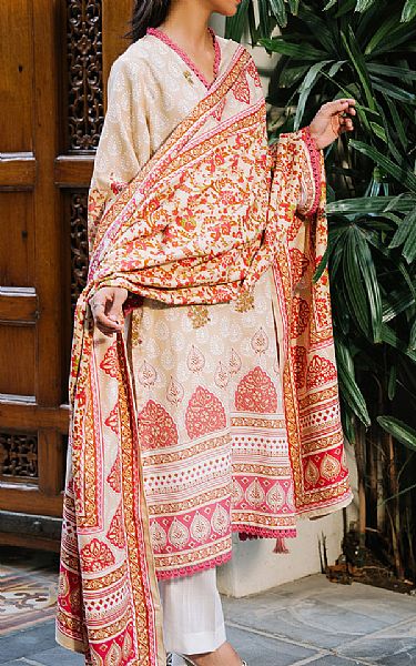 Zellbury Ivory Khaddar Suit (2 Pcs) | Pakistani Winter Dresses in USA- Image 1