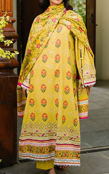 Zellbury Yellow Khaddar Suit (2 Pcs) | Pakistani Winter Dresses in USA- Image 1