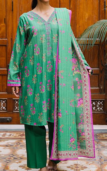Zellbury Emerald Green Khaddar Suit (2 Pcs) | Pakistani Winter Dresses in USA- Image 1
