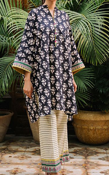 Zellbury Black/Ivory Khaddar Suit (2 Pcs) | Pakistani Winter Dresses in USA- Image 1