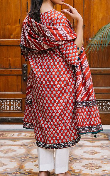 Zellbury Auburn Red Khaddar Suit (2 Pcs) | Pakistani Winter Dresses in USA- Image 2