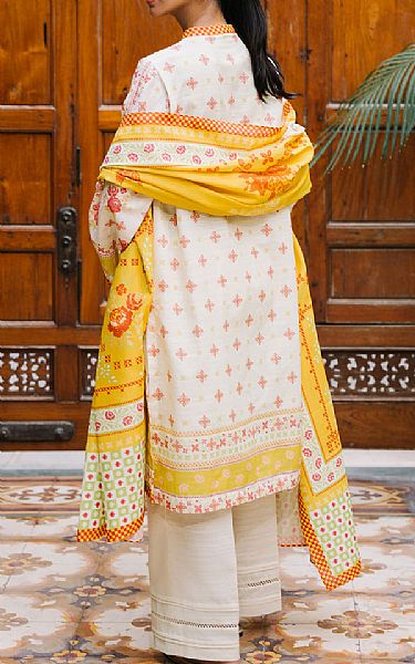 Zellbury Off-white/Yellow Khaddar Suit (2 Pcs) | Pakistani Winter Dresses in USA- Image 2