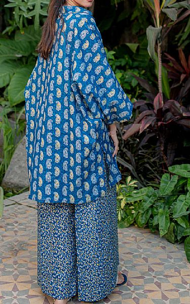 Zellbury Denim Blue Khaddar Suit (2 Pcs) | Pakistani Winter Dresses in USA- Image 2