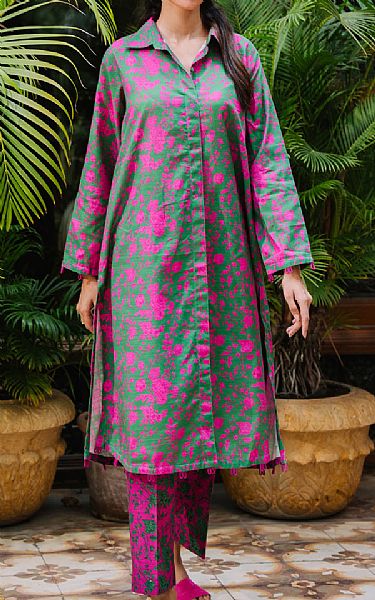 Zellbury Pistachio/Violet Khaddar Suit (2 Pcs) | Pakistani Winter Dresses in USA- Image 1